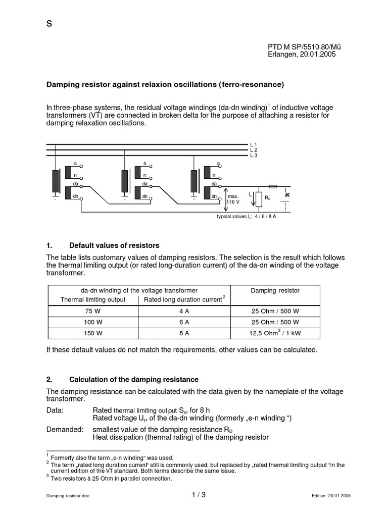 Damping Resistor PDF Resistor Electrical Resistance And Conductance