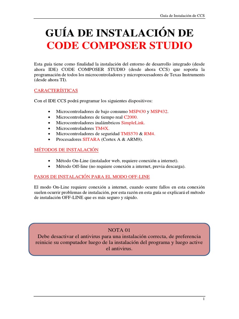 Guía de Instalación de Code Composer Studio PDF | PDF ...