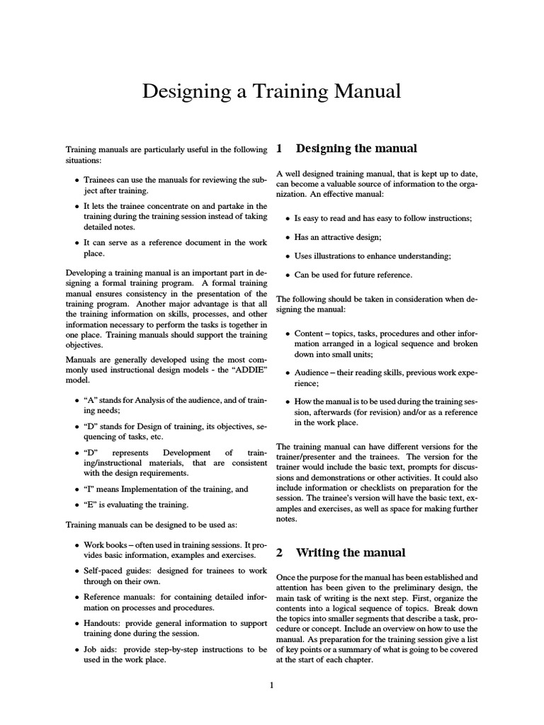 Designing a Training Manual | Typefaces | Graphics