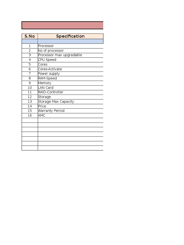 HANA Server Comparison: S.No Specification | PDF