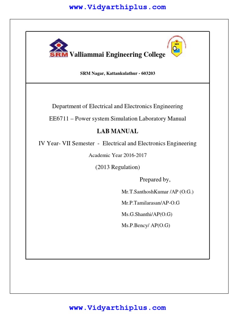 Power System Simulation Lab Manual | PDF | Ac Power | Matrix (Mathematics)