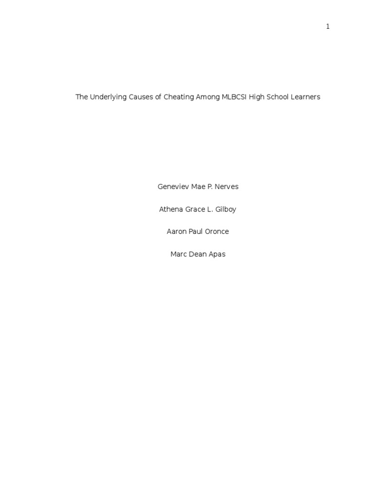The Underlying Causes of Cheating Among High School Learners | PDF ...