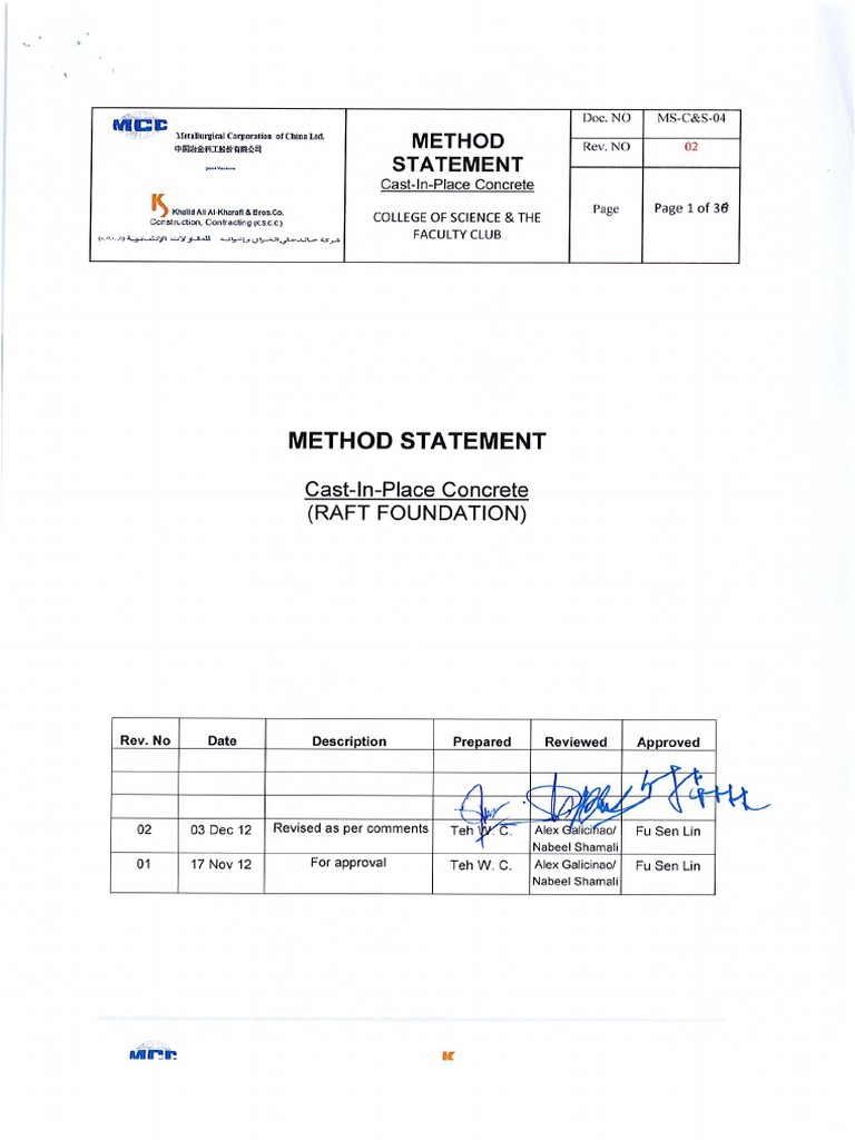 00629-OT-R02-Method Statement For Cast in Place Concrete (Raft ...