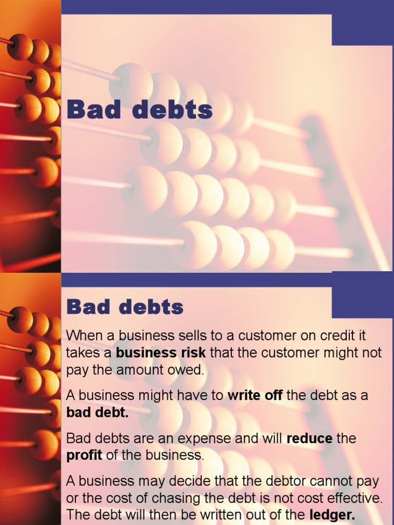 Bad Debts And Provision For Doubtful Debts final Bad Debt Debits