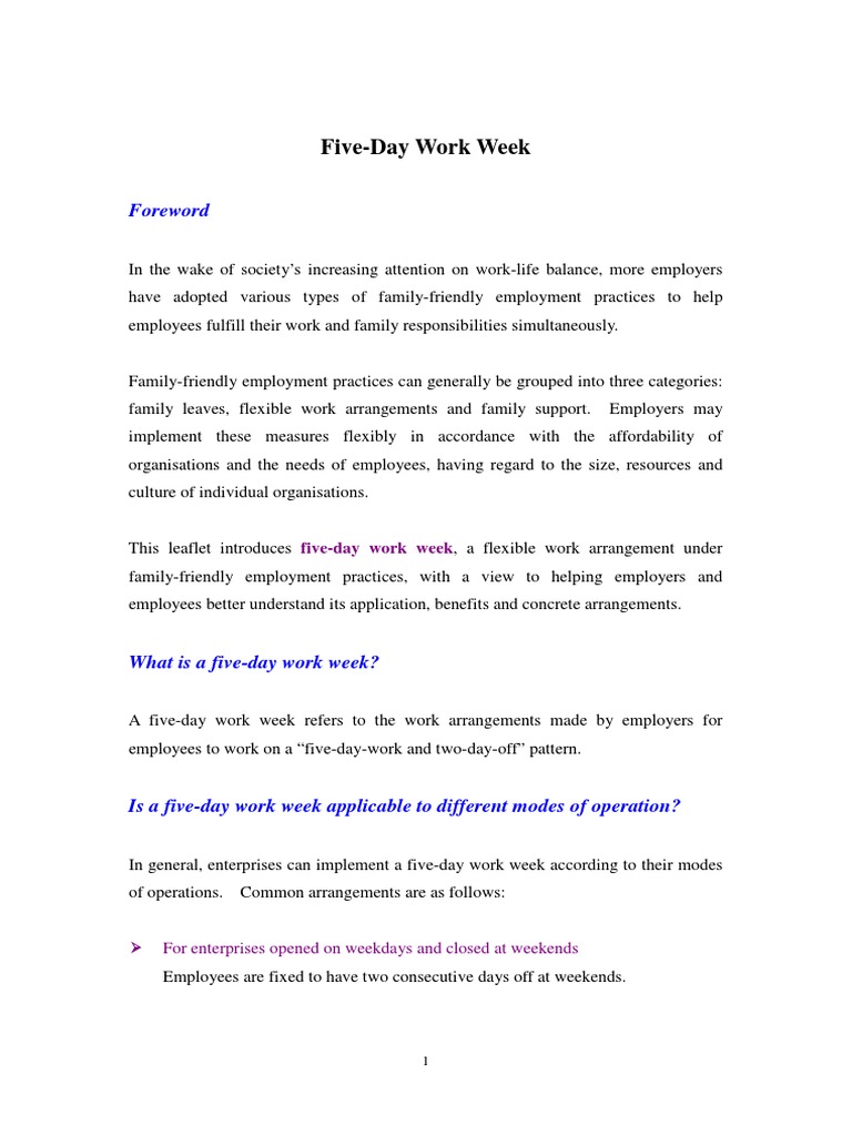 Implementing a Five-Day Work Week: Benefits for Employees and Employers 