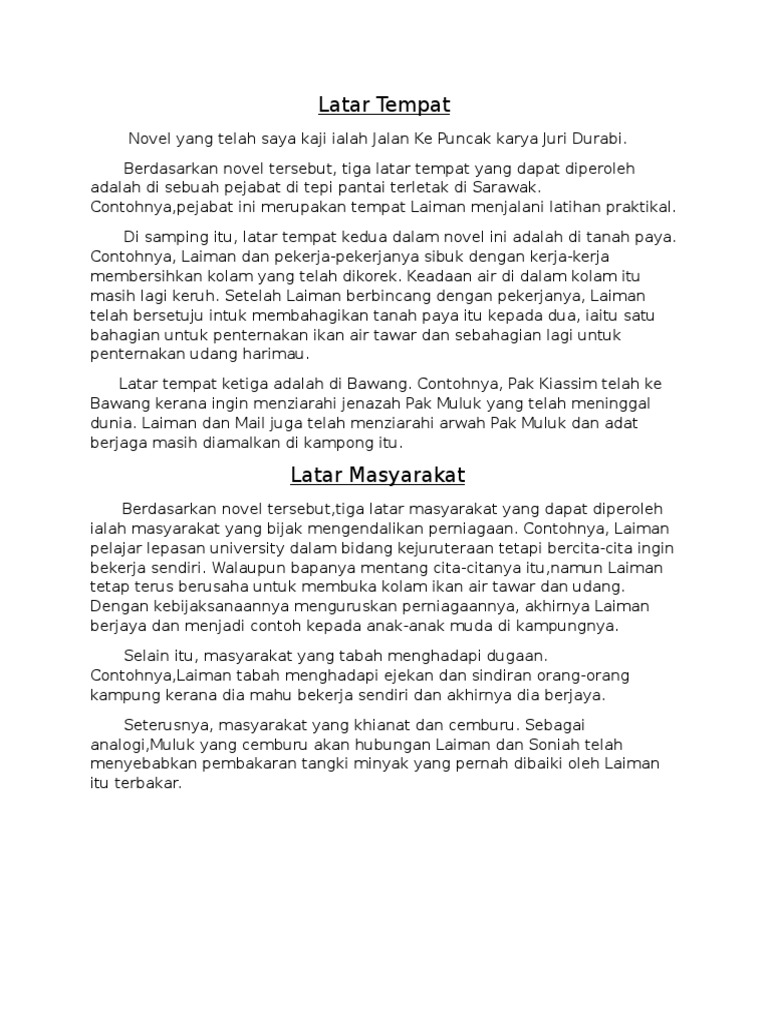Latar Tempat Latar Masyarakat Pdf