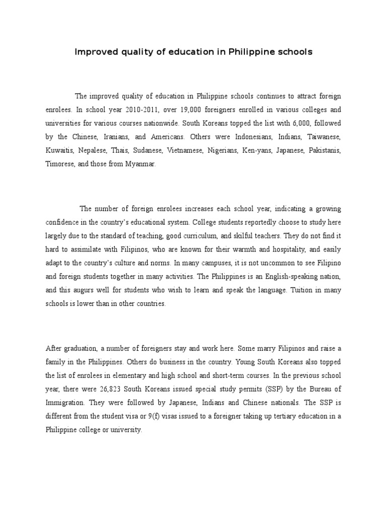 Quality of Education in The Philippines | PDF | World Bank | Poverty