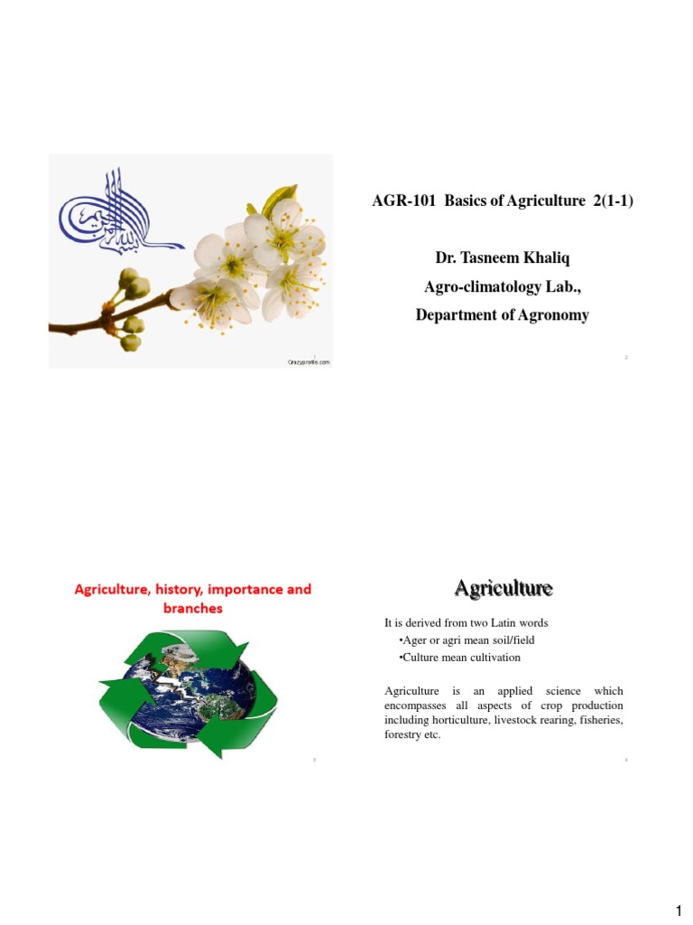 Agronomy Lecture 1 & 2 | PDF | Horticulture | Agriculture
