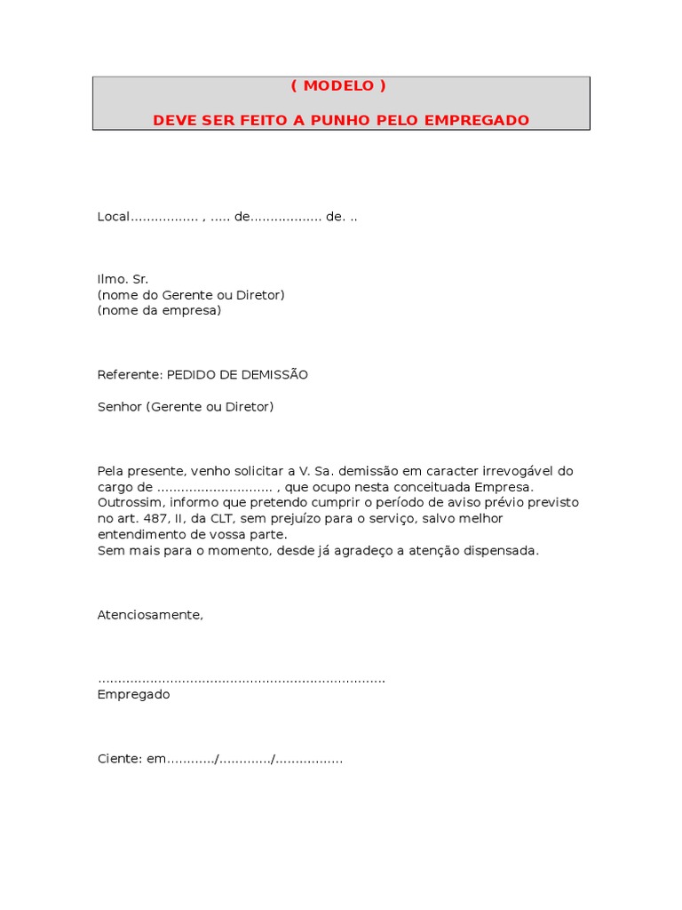 Modelo de Pedido de Demissão Com Aviso Prévio.doc