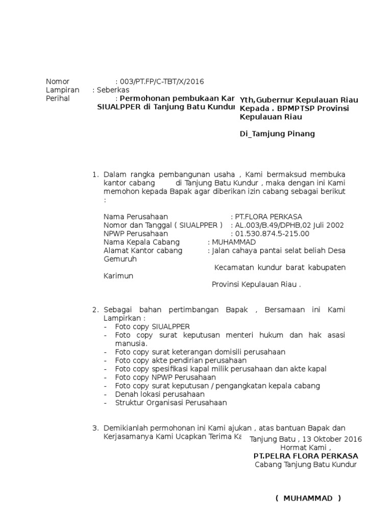 Surat Permohonan Doc