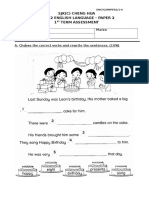 SJK (C) Cheng Hua Year 2 English Language - Paper 2 1 Term Assessment