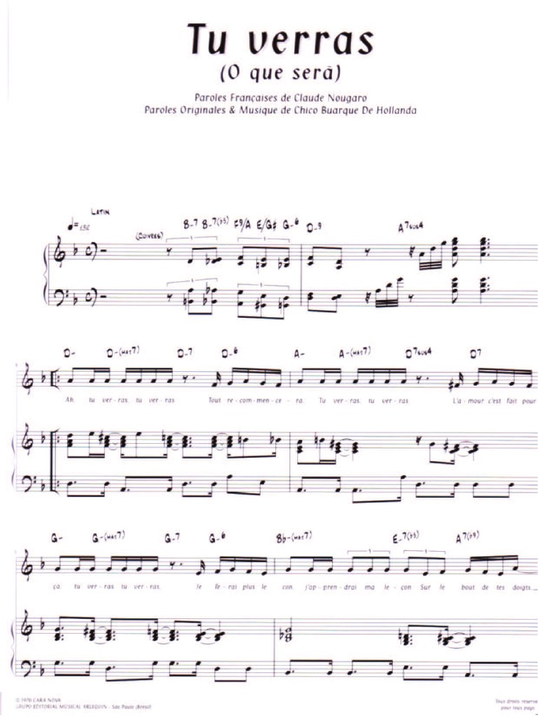 J Irai Ou Tu Iras Partition Pdf Claude Nougaro - Tu Verras PDF | PDF