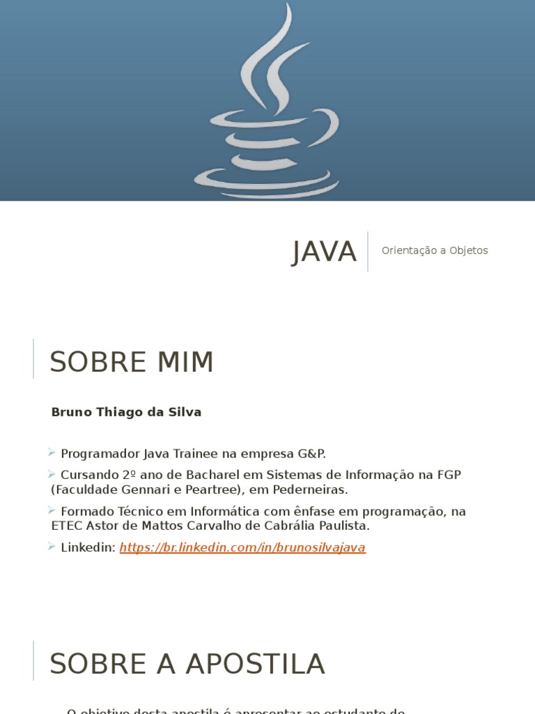 APOSTILA JAVA - Orientação A Objetos | PDF | Classe (programação de ...