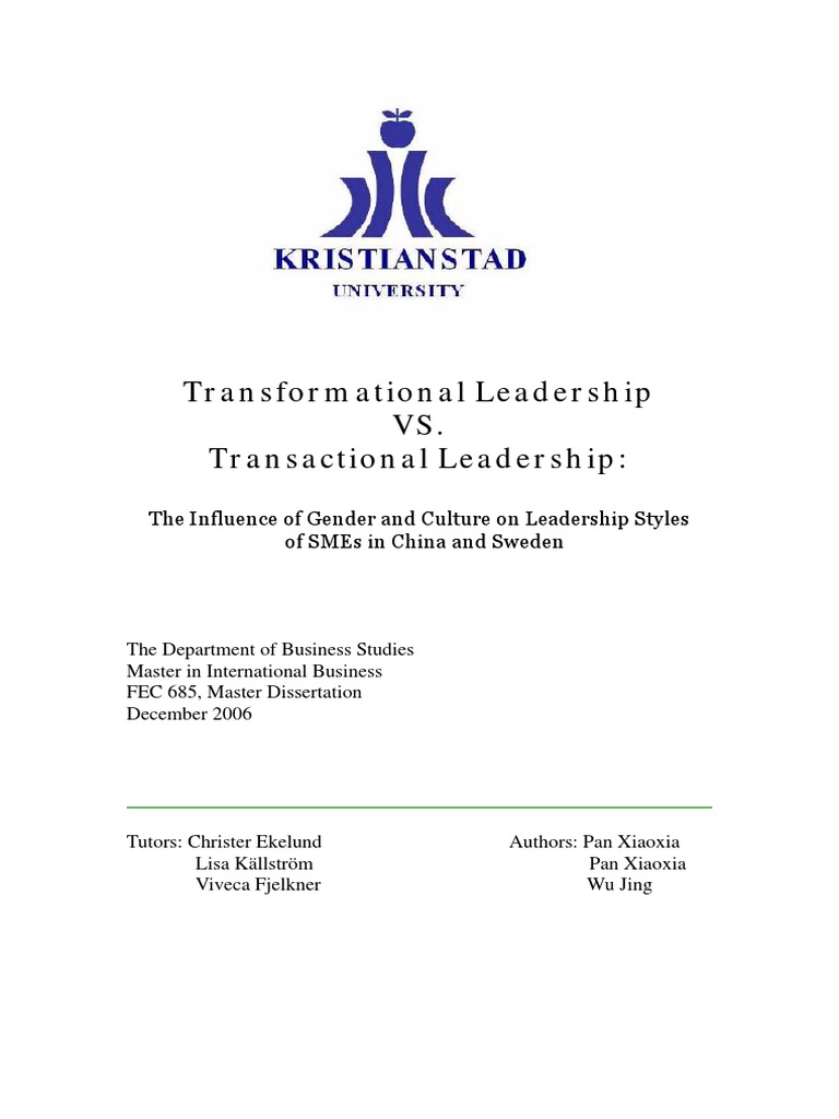 The Influence of Gender On Leadership Styles PDF | PDF ...