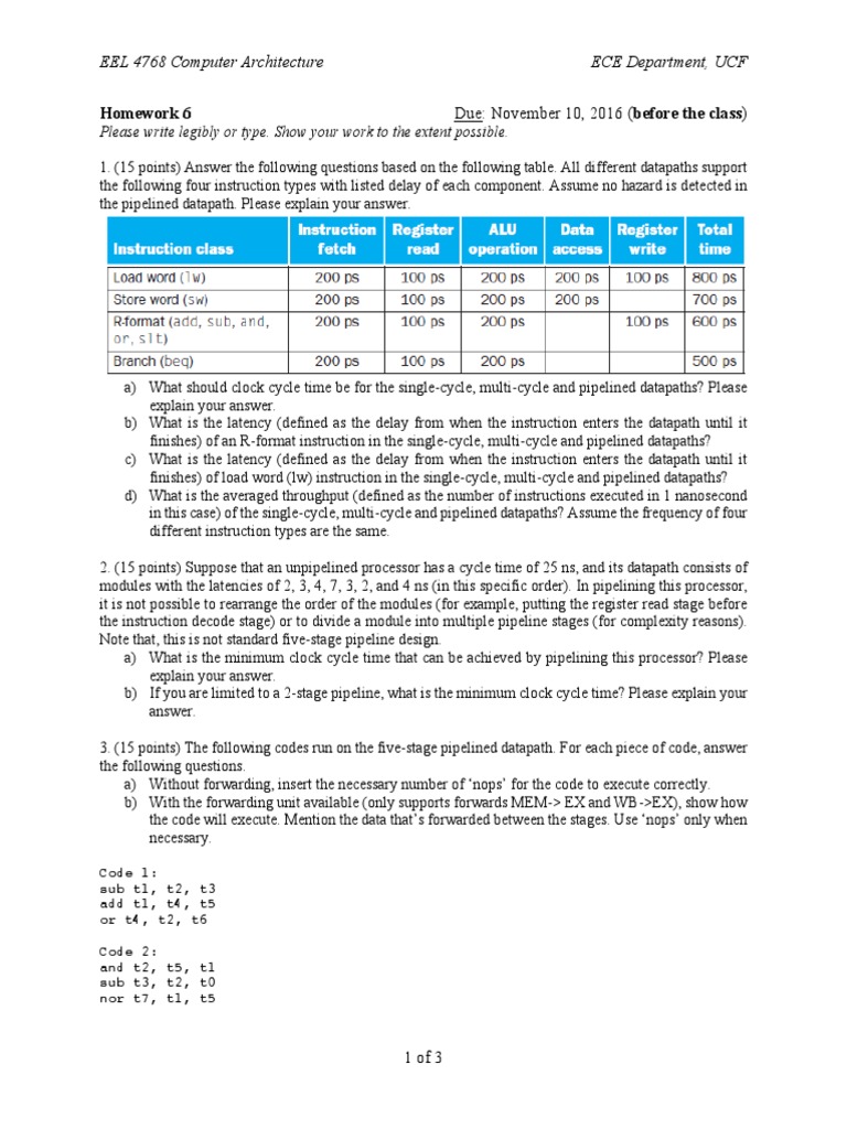 Computer Architecture hw6 | Download Free PDF | Instruction Set ...