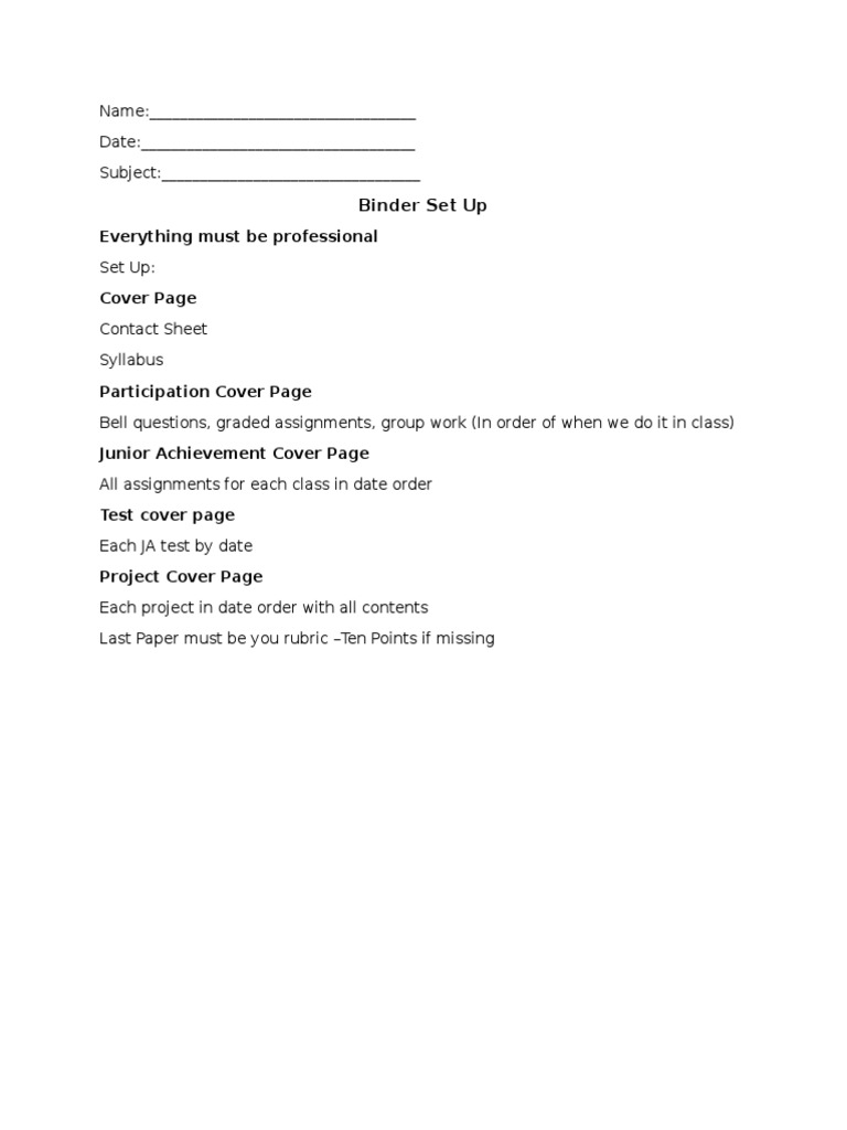 Student Binder Organization Guide | PDF | Career & Growth | Art