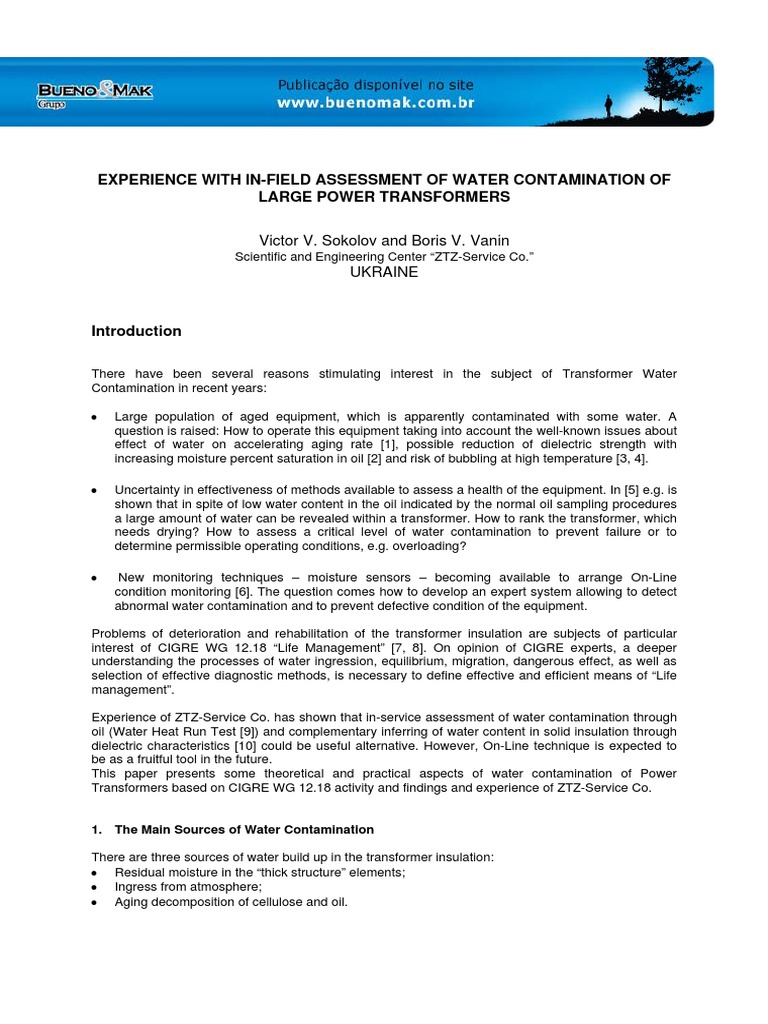 Transformer Water Contamination Assessment | PDF | Transformer | Diffusion
