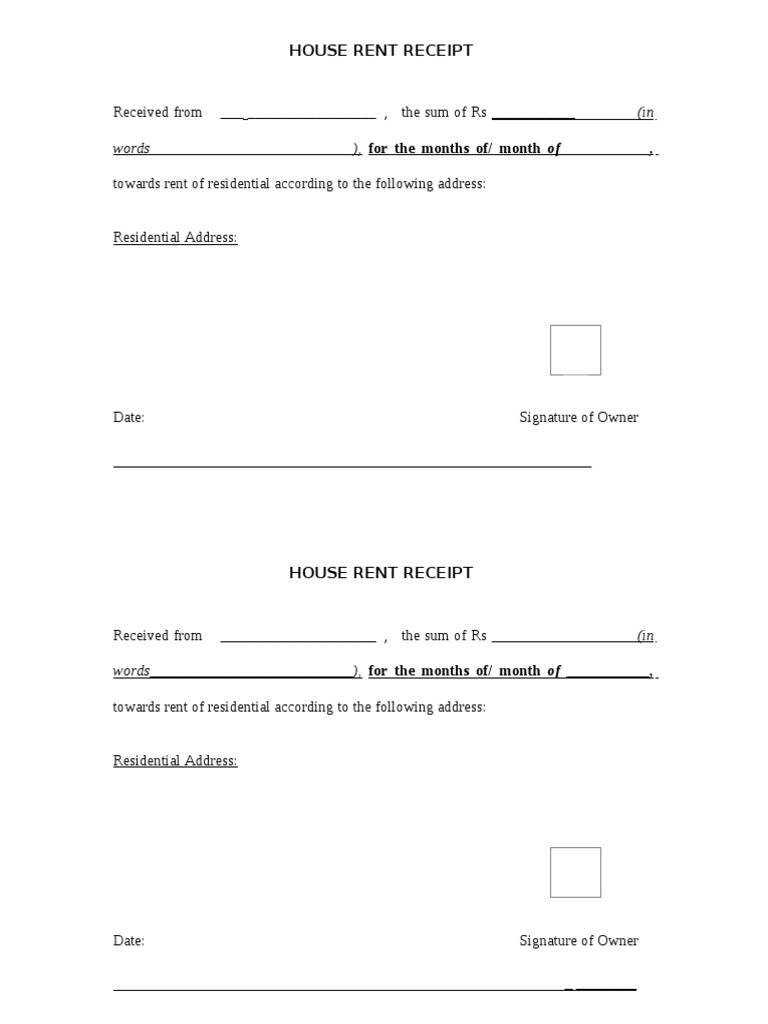 Words - ), For The: House Rent Receipt | PDF