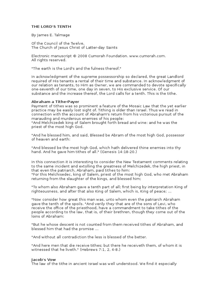 Tithing Principles in Latter-day Saints | PDF | Tithe | Abraham