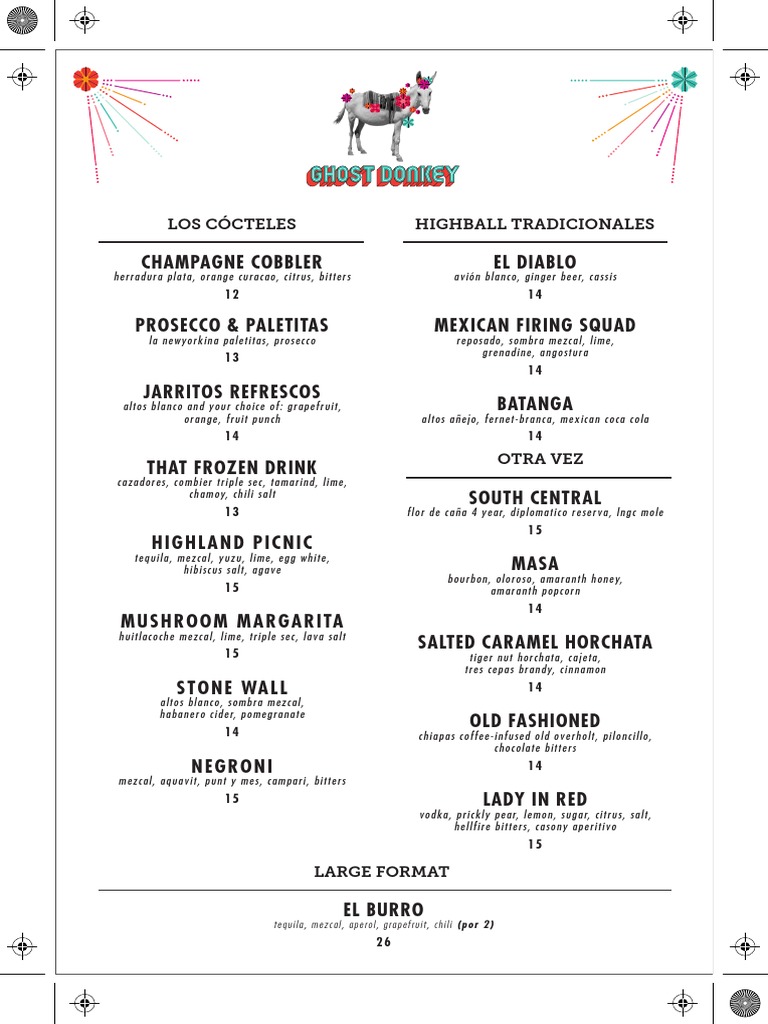 Ghost Donkey Full Menu Vegan Cuisine Foods