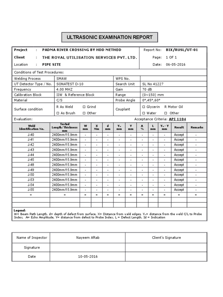 Ultrasonic Report for Royal Utilisation | PDF | Technology & Engineering