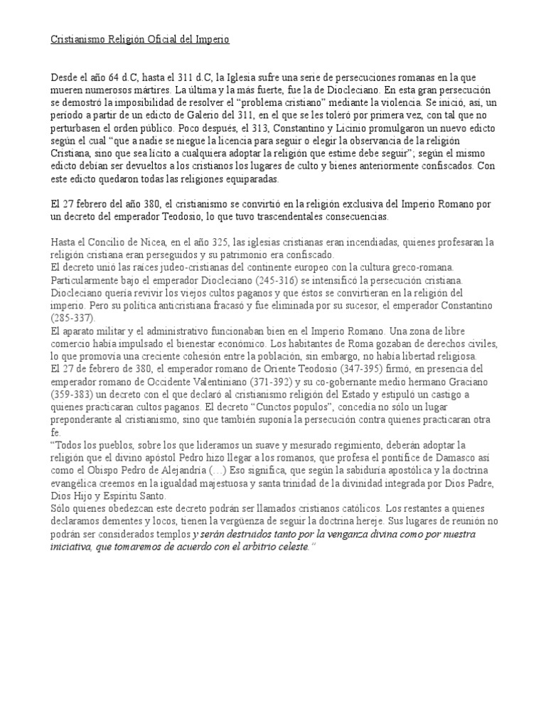 Cristianismo como religión oficial en 380 | PDF | Constantino el grande ...