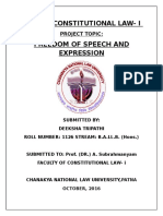 Subject Constitutional Law-I Freedom of Speech and Expression