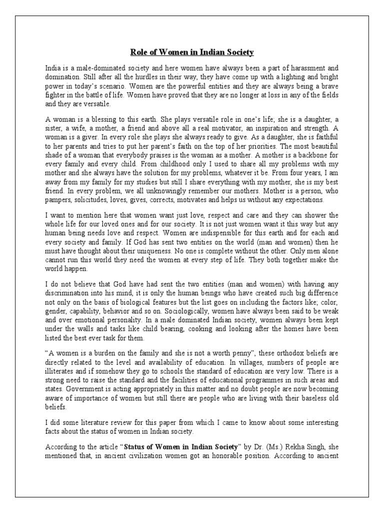 Role of Women in Indian Society | PDF | Marriage | Vedas