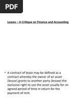 Leases - A Critique On Finance and Accounting