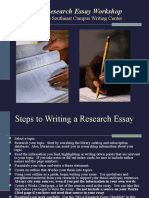Writing A Research Essay Workshop: Presented by The Southeast Campus Writing Center