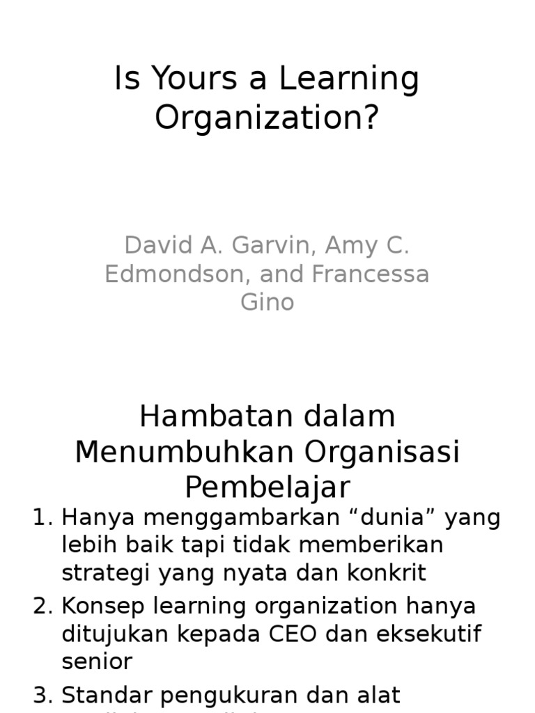 Is Yours A Learning Organization | PDF