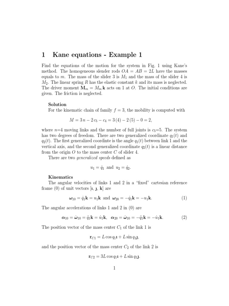 Kane's Method for Dynamic Modeling | PDF | Kinematics | Classical Mechanics