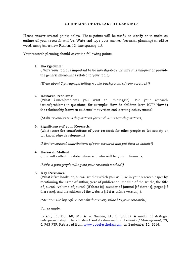 Guideline of Research Planning | PDF