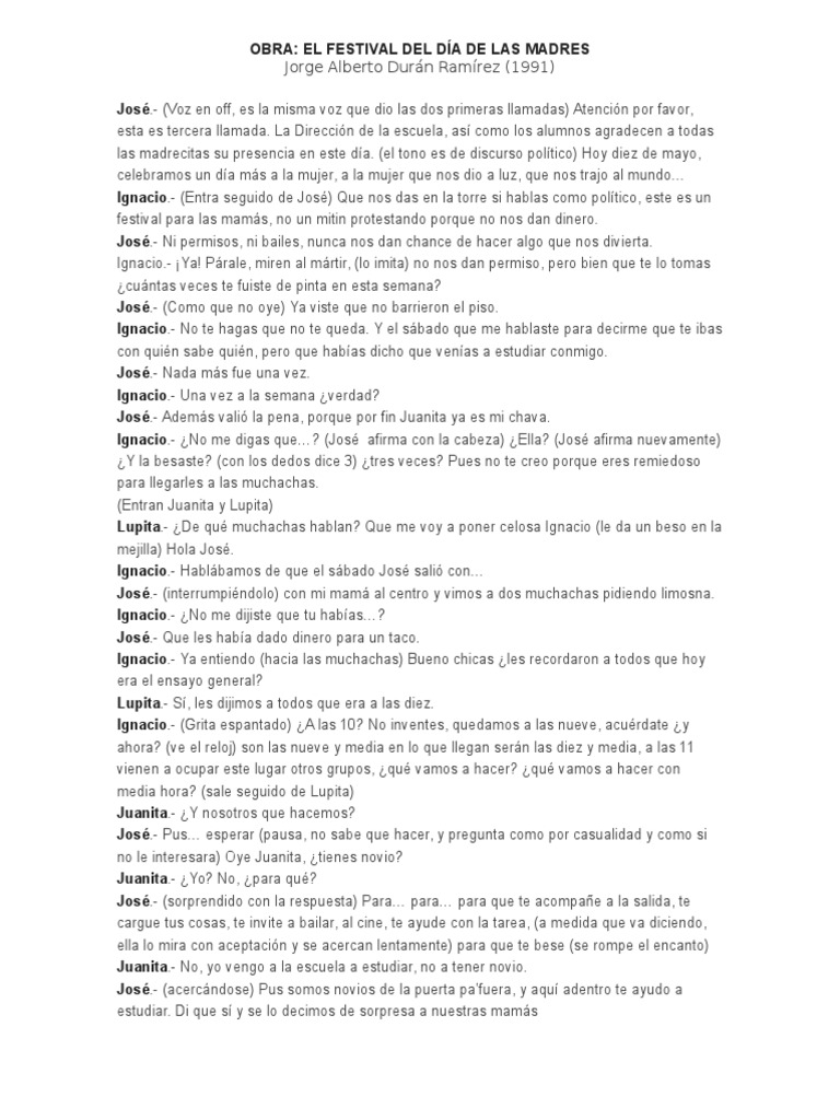 Obra de Teatro Dia de Las Madres | PDF | Verdad | Entretenimiento