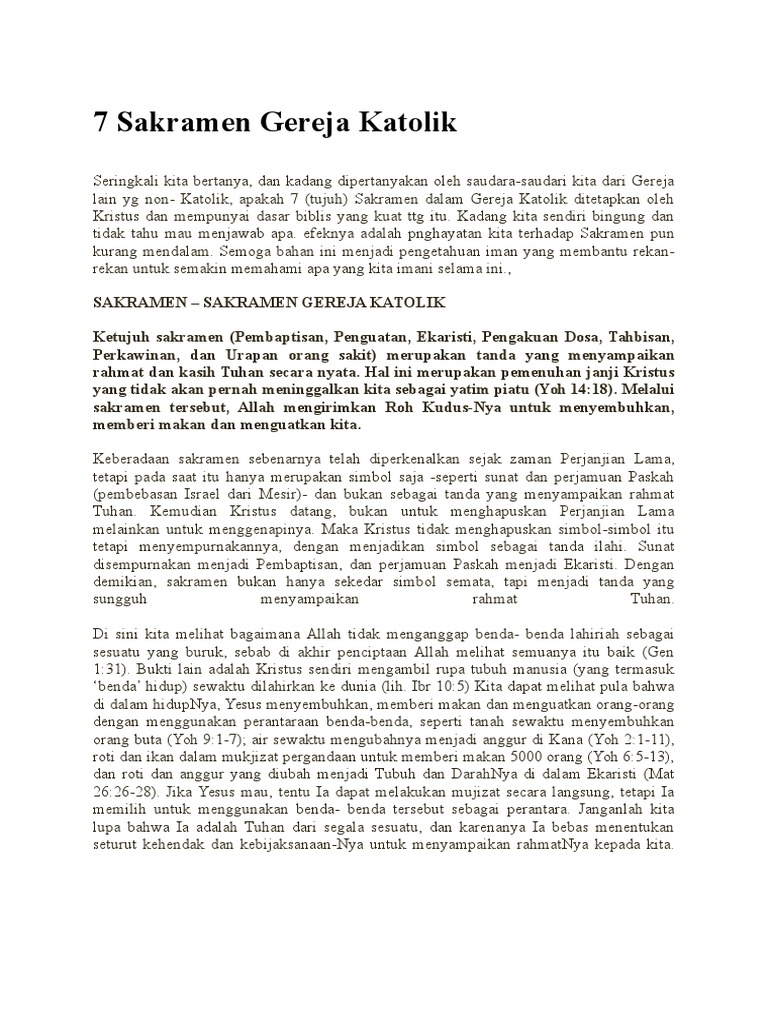 7 Sakramen Gereja Katolik