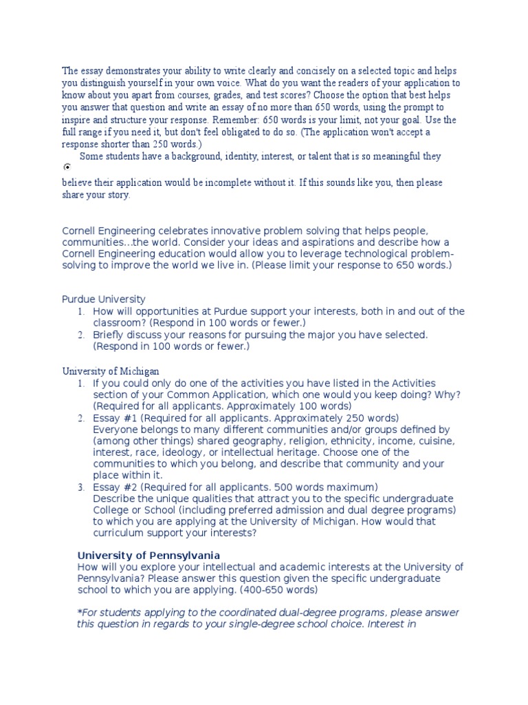 essay on various topics
