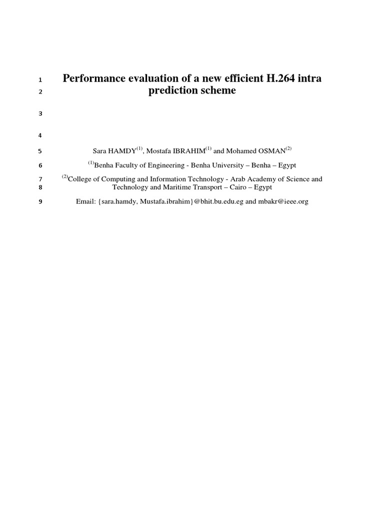 ELK1312250 Manuscript 1 PDF H.264/Mpeg 4 Avc Data Compression