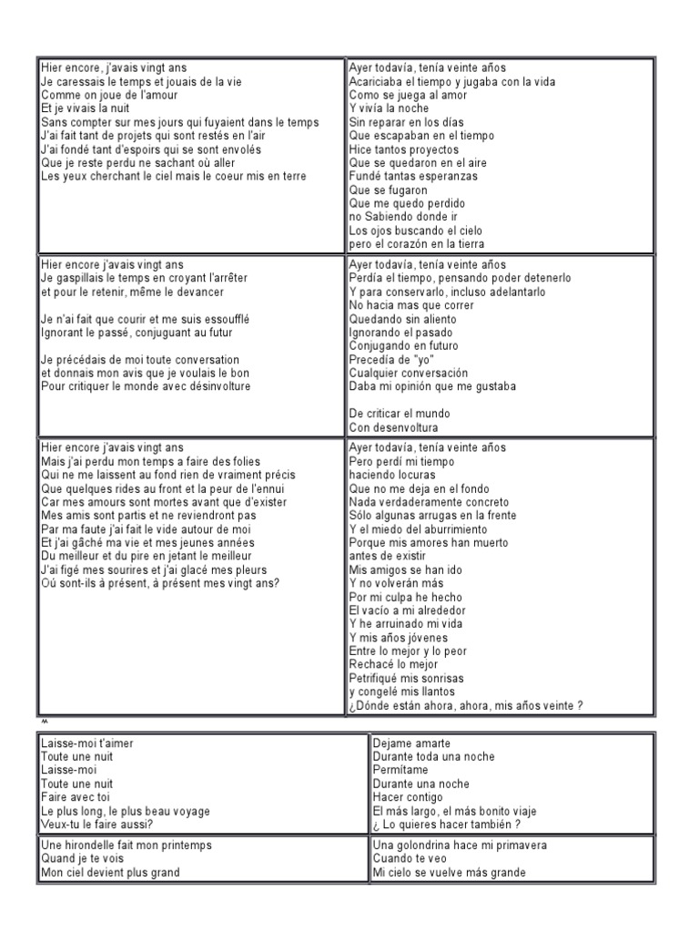 Canciones en frances y traduccion en español para todos los cuates