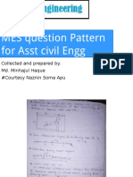 MES Question Pattern For Asst Civil Engg: Collected and Prepared By. Md. Minhajul Haque #Courtesy Naznin Soma Apu