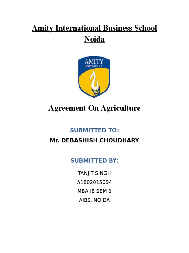 Agreement On Agriculture PDF Exports Subsidy