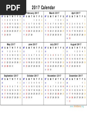 2017 Calendar Template 