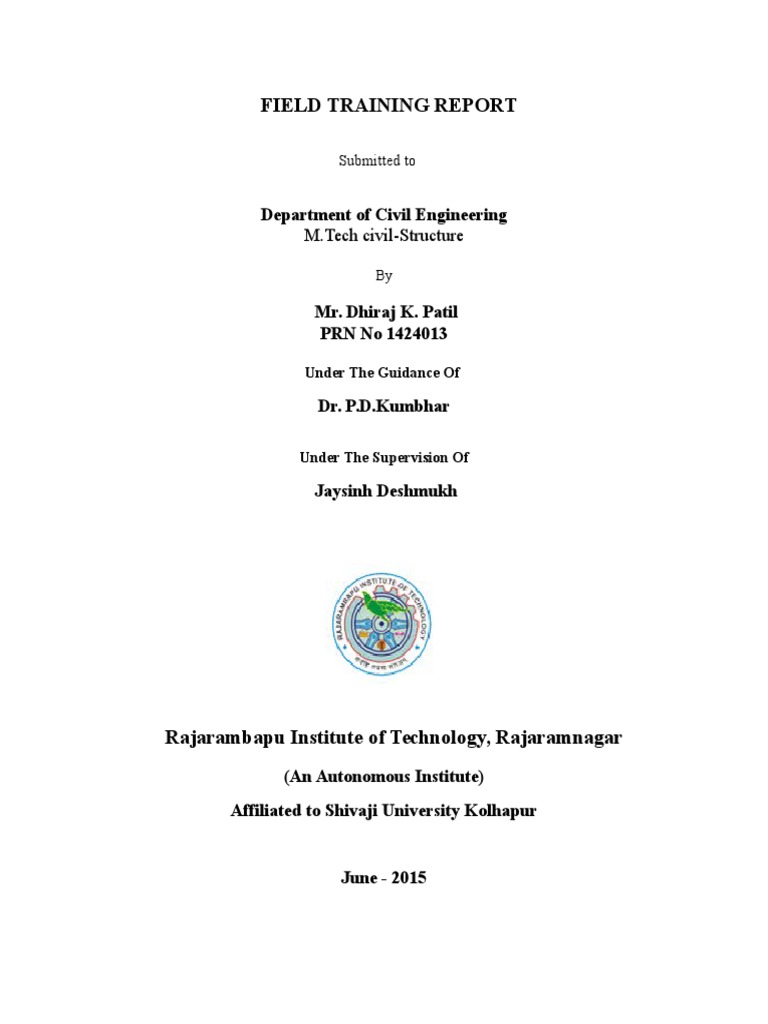 Field Training Report in Civil Engineering | PDF | Column | Structural Load