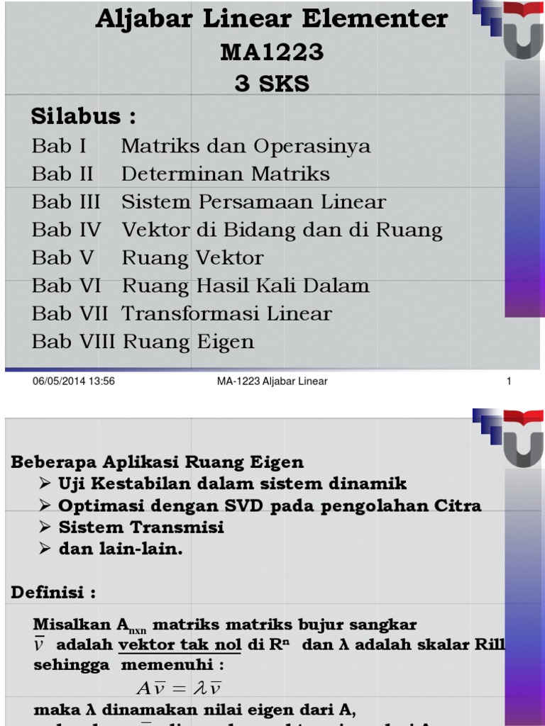 Aplikasi dan Konsep Ruang Eigen | PDF | Metode & Bahan Ajar