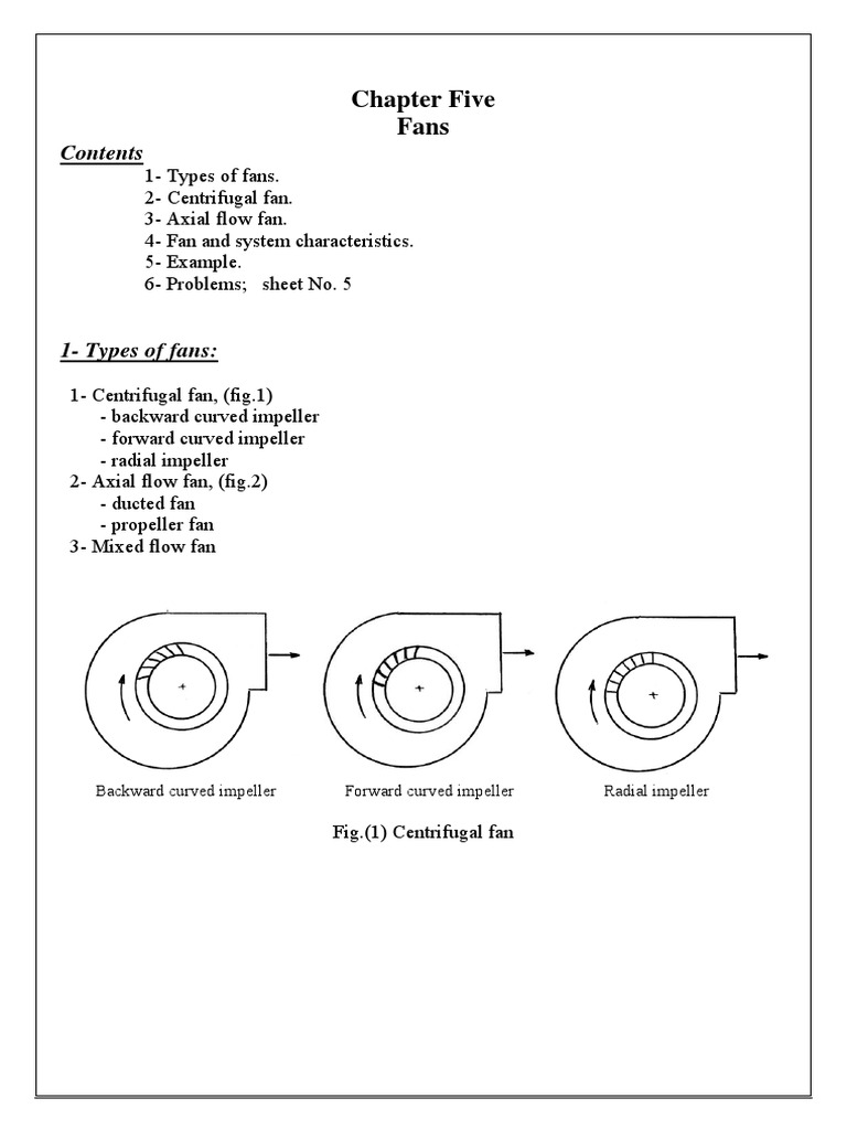 Types and Characteristics of Fans | PDF | Mechanical Fan | Gases