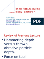 Introduction To Manufacturing Technology - Lecture 4