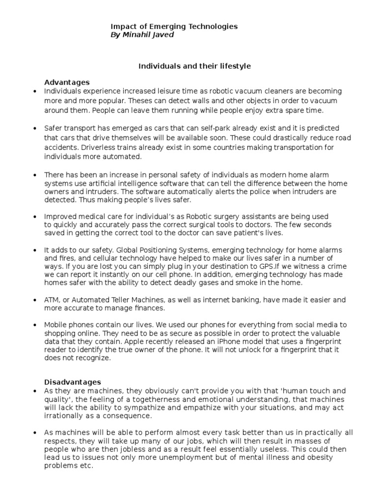 Impact of Emerging Technologies on Life | PDF | Web Conferencing ...