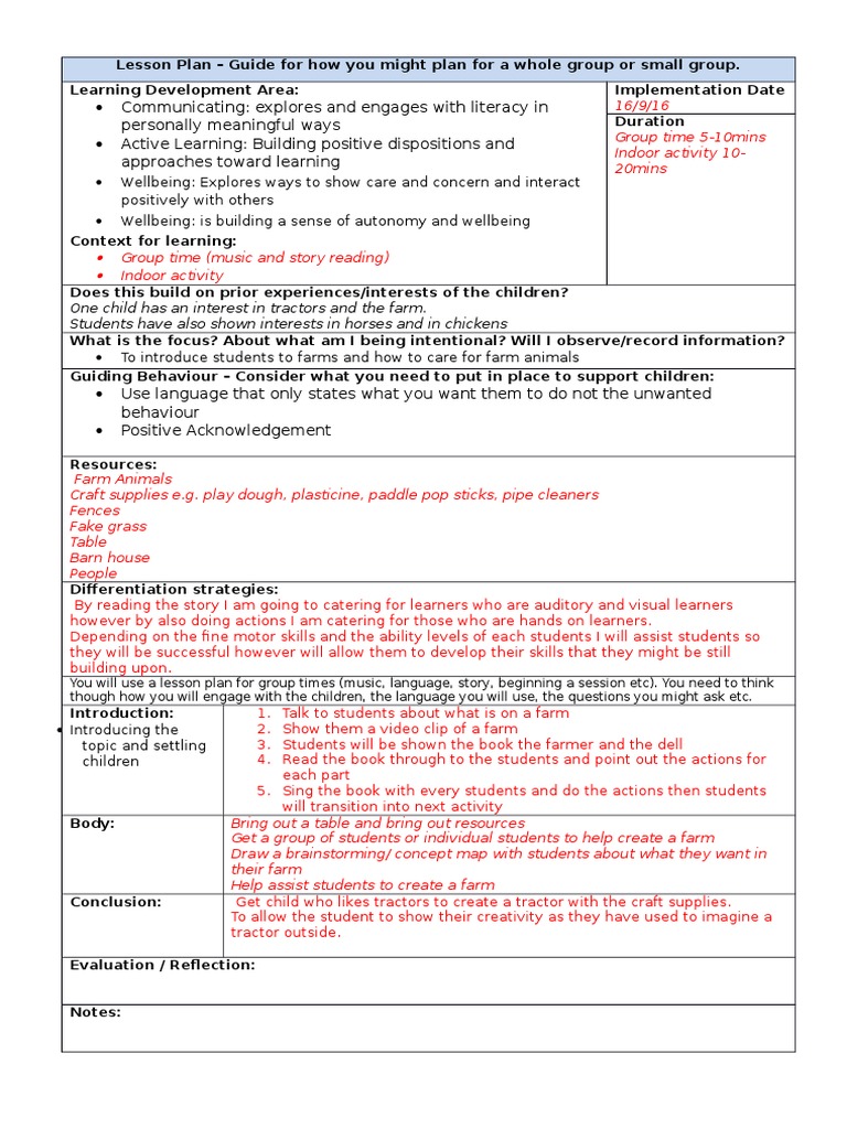 Farm Animals Lesson Plan for Kids | PDF
