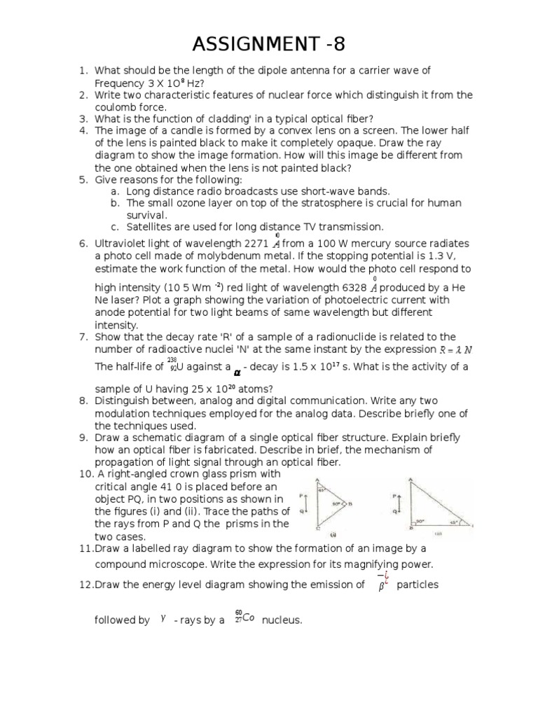 Assignment 8 PDF Radioactive Decay Binding Energy