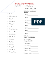 Numbers and Numbers: Fill in The Missing Blanks