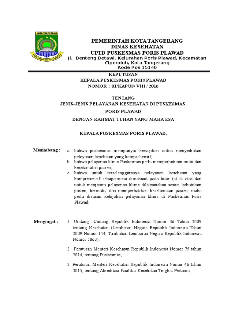Kop Surat Dinas Kesehatan Kota Tangerang - Contoh Kop Surat